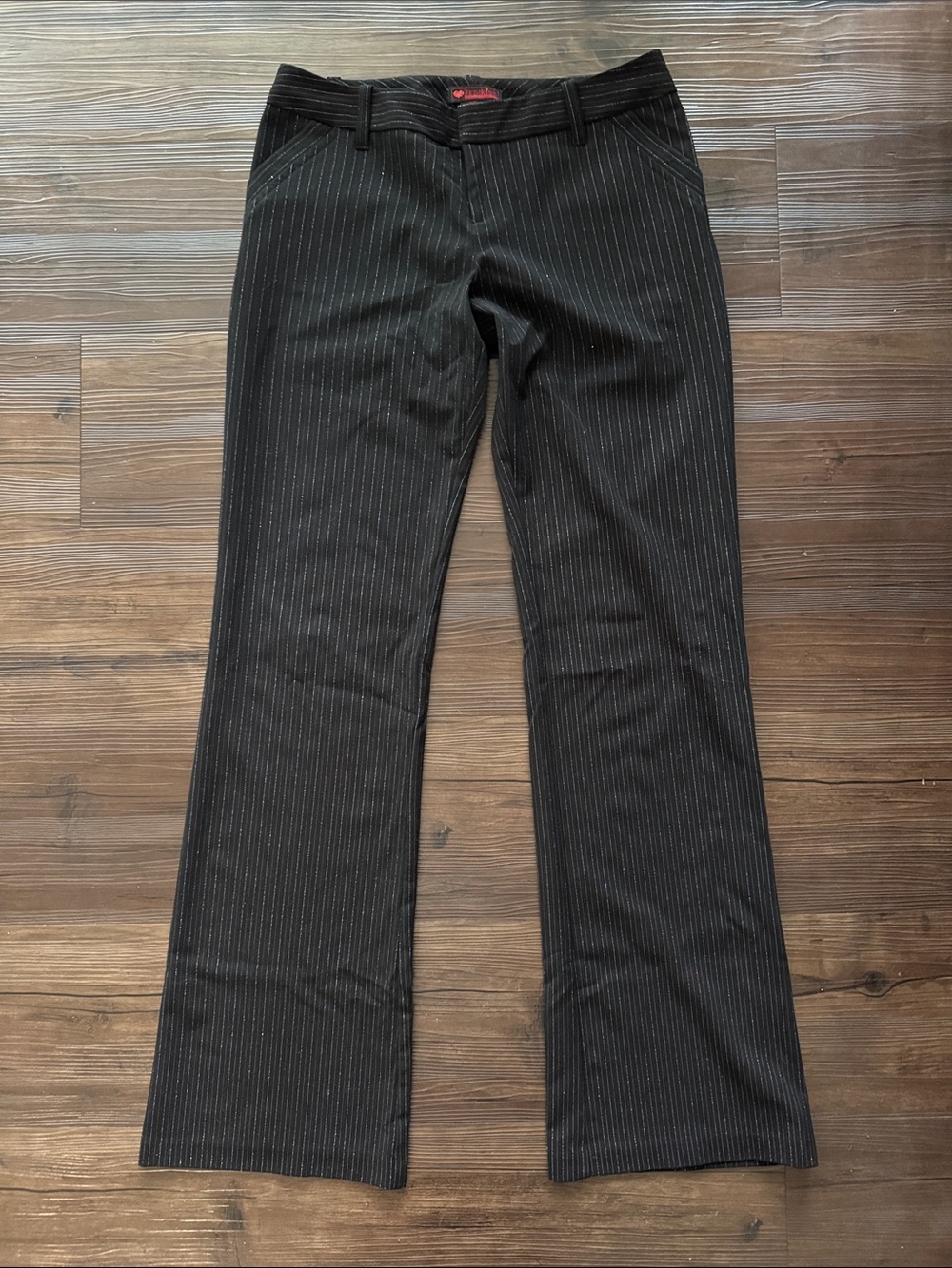 Women’s/Juniors Y2K Red & Silver Pinstripe Dress Pants